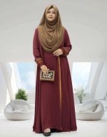 আফরিন এডজাস্ট কটি বোরকা মেরুন কালার - Image 2