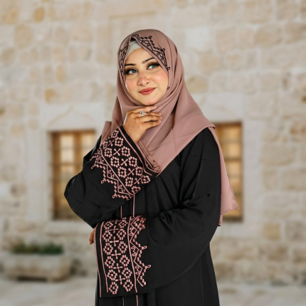 প্রিমিয়াম দুবাই চেরী কাপড়ের Embroidery miskat বোরকা