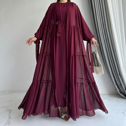 দুবাই চেরী কাপড়ের কটি গাউন বোরকা