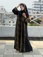 দুবাই চেরী কাপড়ে আলাদা কটির স্টোন বোরকা-v3 - Image 3