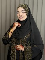 দুবাই চেরী কাপড়ে আলাদা কটির স্টোন বোরকা-v2 - Image 2