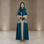 জাফরান কাপড়ের সিঙ্গেল পার্ট এমব্রয়ডারি কাজ করা বোরকা - Image 2