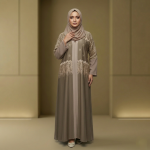 জাফরান কাপড়ের সিঙ্গেল পার্ট এমব্রয়ডারি কাজ করা বোরকা - Image 4