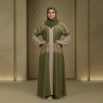 জাফরান কাপড়ের সিঙ্গেল পার্ট এমব্রয়ডারি কাজ করা বোরকা - Image 5