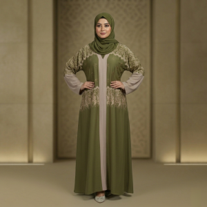 জাফরান কাপড়ের সিঙ্গেল পার্ট এমব্রয়ডারি কাজ করা বোরকা