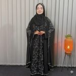 দুবাই চেরী কাপড়ে আলাদা কটির স্টোন বোরকা v-3 - Image 3