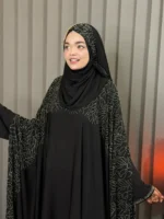 দুবাই চেরী কাপড়ে আলাদা কটির স্টোন বোরকা v-1 - Image 2
