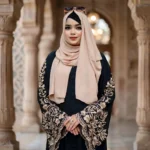 দুবাই চেরি কাপড়ের অপরাজিতা এমব্রয়ডারি বোরকা - Image 2