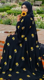রোজ এমব্রয়ডারি আলাদা কটি বোরকা-v3 - Image 2