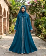 কারচুপি লেস ওয়ার্ক আলাদা কটি বোরকা-2 - Image 4