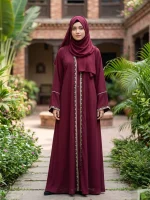 কারচুপি লেস ওয়ার্ক আলাদা কটি বোরকা-2 - Image 3