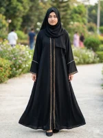 কারচুপি লেস ওয়ার্ক আলাদা কটি বোরকা - Image 3