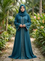 কারচুপি লেস ওয়ার্ক আলাদা কটি বোরকা - Image 4