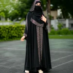 দুবাই চেরী কাপড়ে আলাদা কটির স্টোন বোরকা - Image 2
