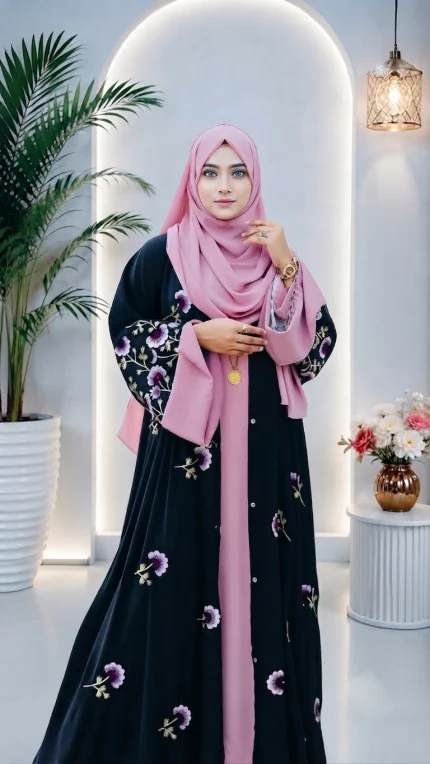 নয়ন তারা v-2 এমব্রয়ডারি আলাদা কটি বোরকা