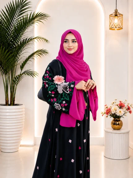বাটারফ্লাই এমব্রয়ডারি আলাদা কটি বোরকা