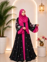বাটারফ্লাই এমব্রয়ডারি আলাদা কটি বোরকা - Image 2